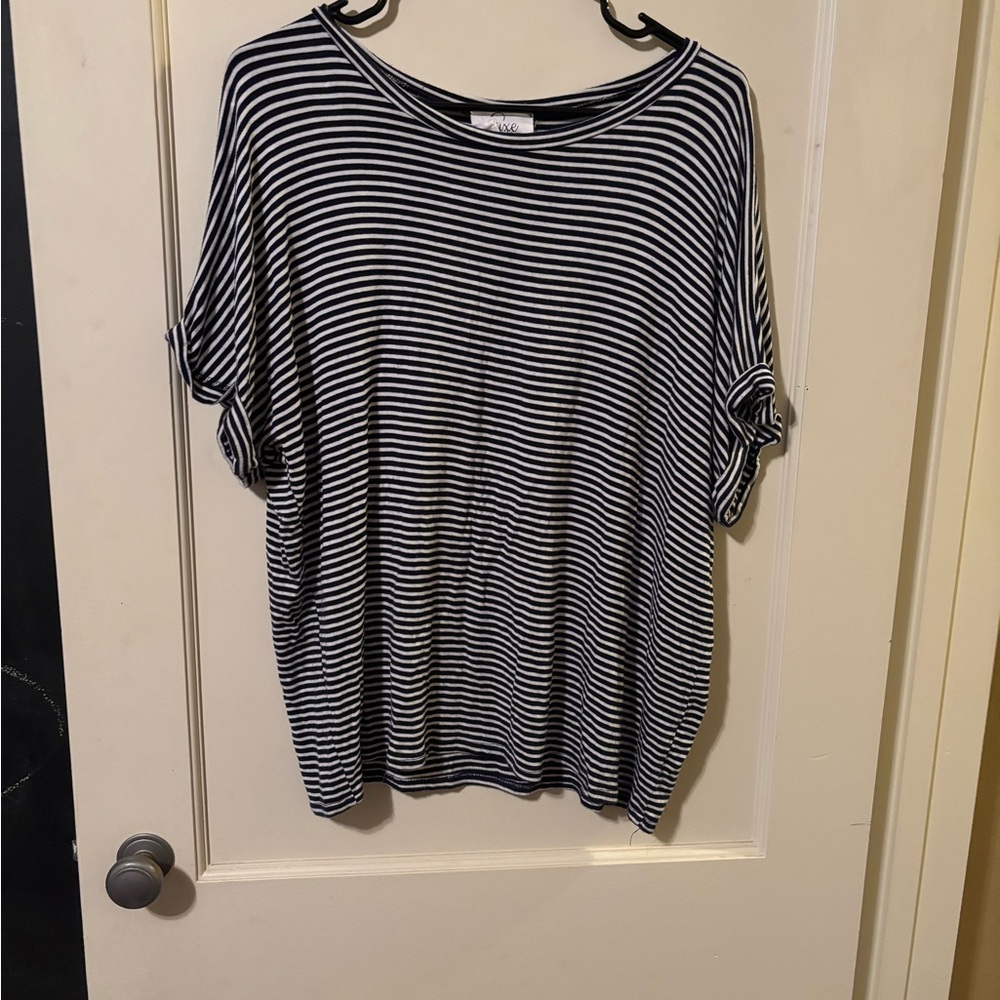 Black and White Striped Women's Top